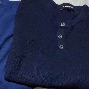 Express Henley Long Sleeve Waffle T-Shirt